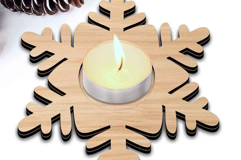 Intra απο ξύλο plywood 3mm-4mm πάχος Χριστουγεννιάτικο κερί Star Snowflake Δίασταση 15x15 cm INTRAFABR-106948106