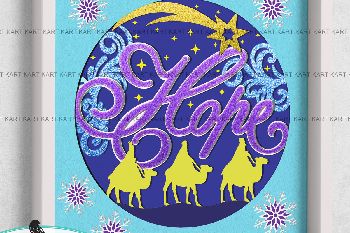 Σετ των 3 Intra απο ξύλο plywood 3mm-4mm πάχος Christmas Hope Nativity Shadow Box Δίασταση 8x8 cm INTRAFABR-53942593