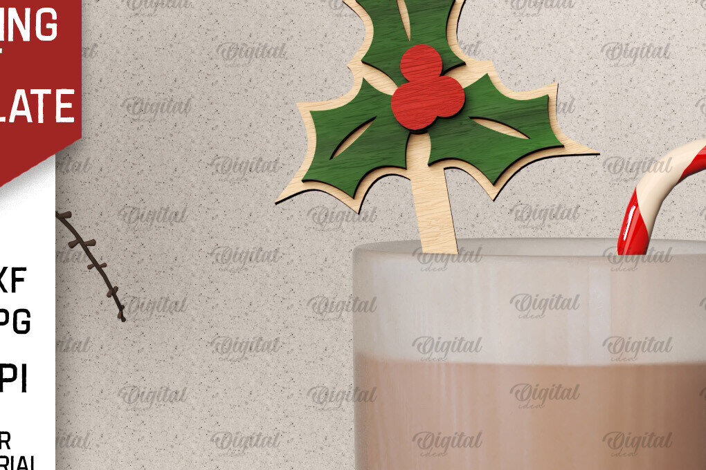 Σετ των 2 Intra απο ξύλο plywood 3mm-4mm πάχος Christmas Hot Chocolate Stirrer  Δίασταση 15x15 cm INTRAFABR-104866740