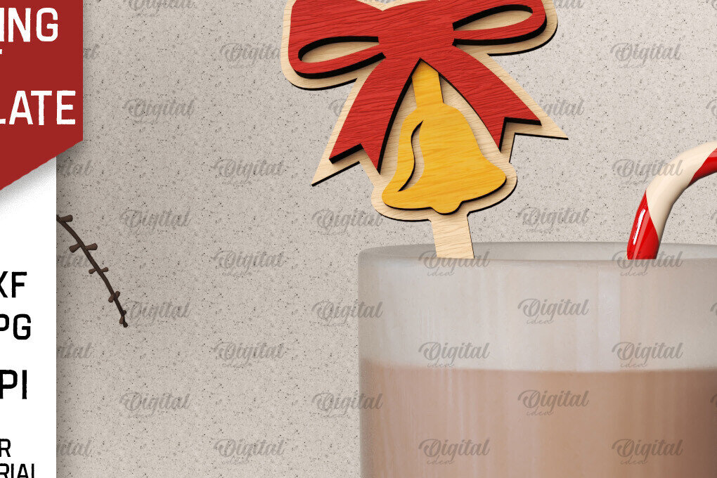Σετ των 2 Intra απο ξύλο plywood 3mm-4mm πάχος Christmas Hot Chocolate Stirrer  Δίασταση 15x15 cm INTRAFABR-104866793