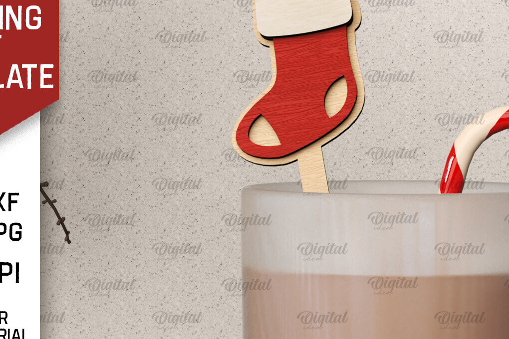 Intra απο ξύλο plywood 3mm-4mm πάχος Christmas Hot Chocolate Stirrer  Δίασταση 15x15 cm INTRAFABR-104866877