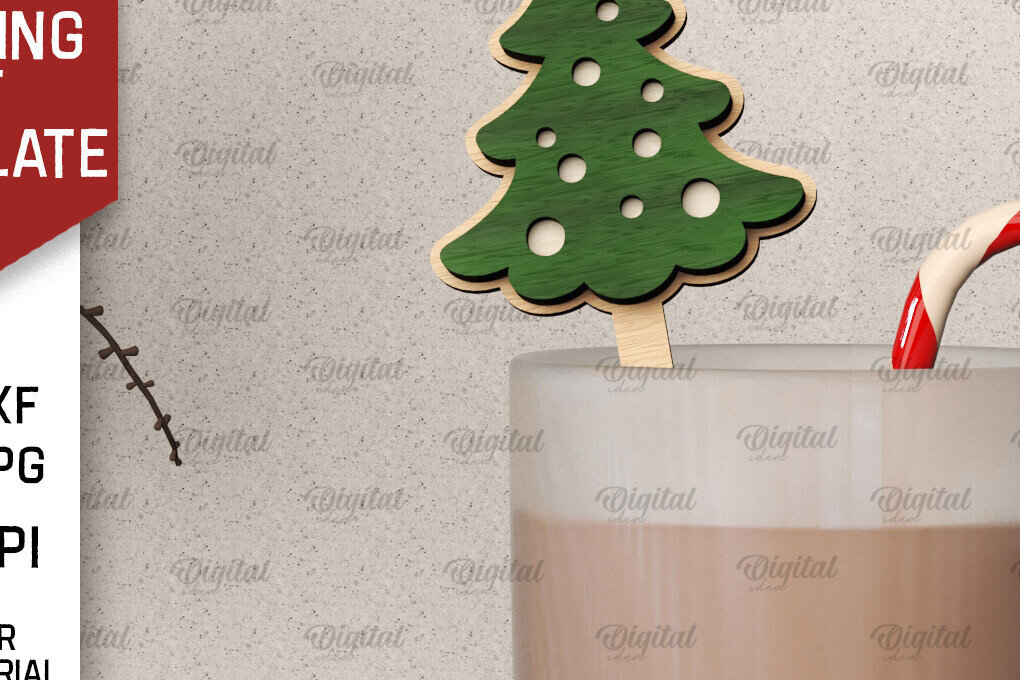 Σετ των 2 Intra απο ξύλο plywood 3mm-4mm πάχος Christmas Hot Chocolate Stirrer  Δίασταση 15x15 cm INTRAFABR-104866972