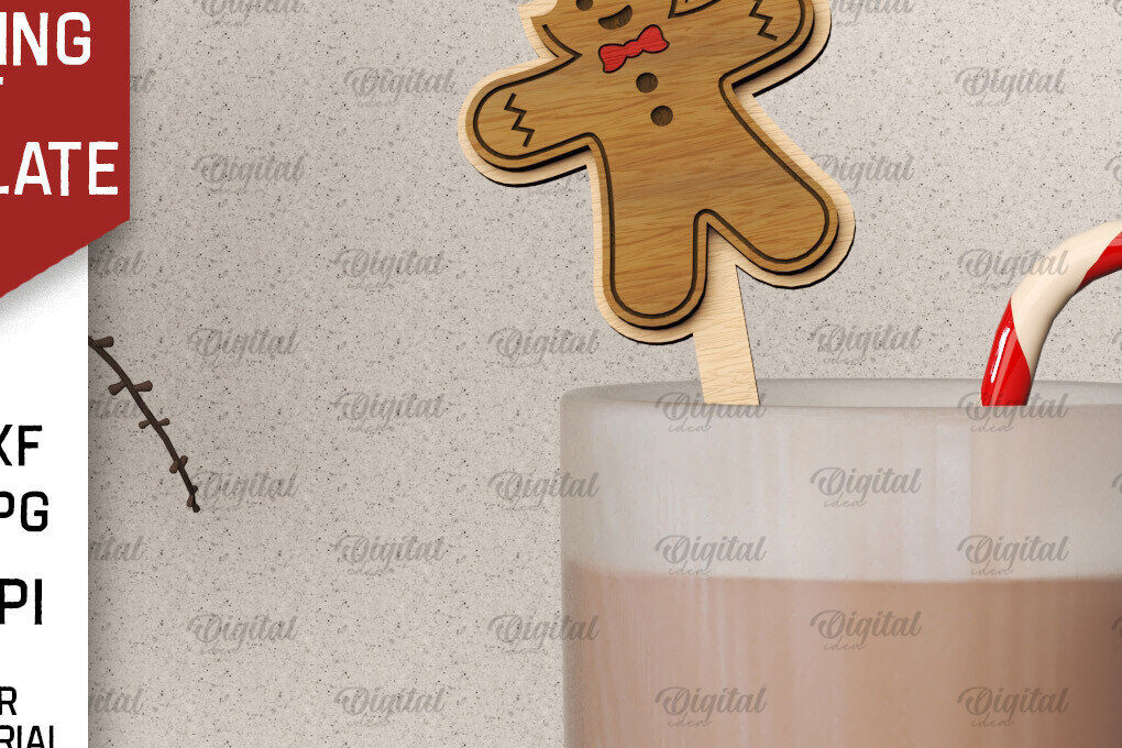 Σετ των 2 Intra απο ξύλο plywood 3mm-4mm πάχος Christmas Hot Chocolate Stirrer  Δίασταση 15x15 cm INTRAFABR-104865988
