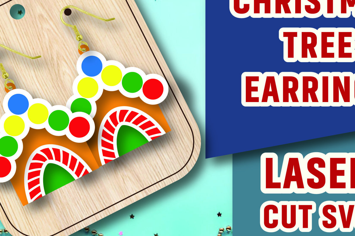 Σετ των 3 Intra απο ξύλο plywood 3mm-4mm πάχος Χριστουγεννιάτικα Σκουλαρίκια με Δίασταση 3x3 cm INTRAFABR-107579949