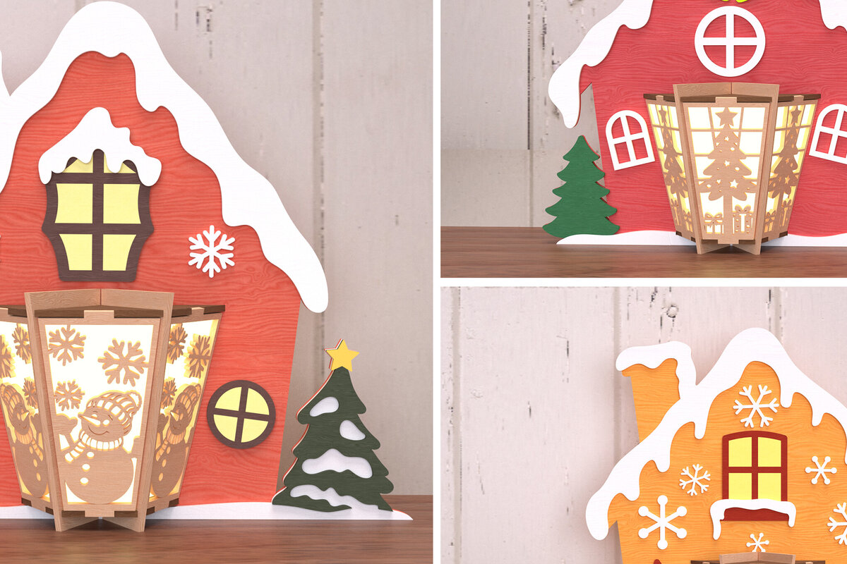 Intra απο ξύλο plywood 3mm-4mm πάχος φαναριών Χριστουγεννιάτικου σπιτιού Δίασταση 30x20 cm INTRAFABR-108902554