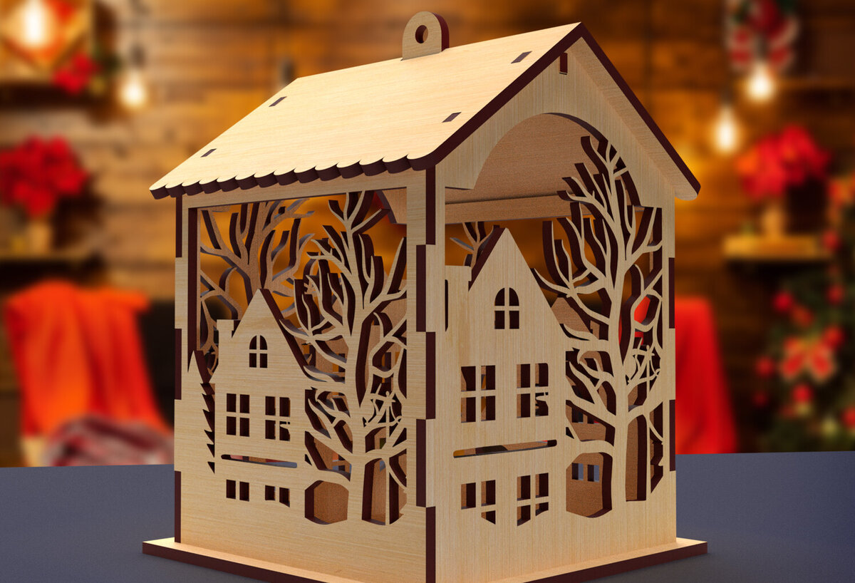 Σετ των 2 Intra απο ξύλο plywood 3mm-4mm πάχος 09 για Χριστουγεννιάτικο Σπίτι Δίασταση 15x15 cm INTRAFABR-82065181