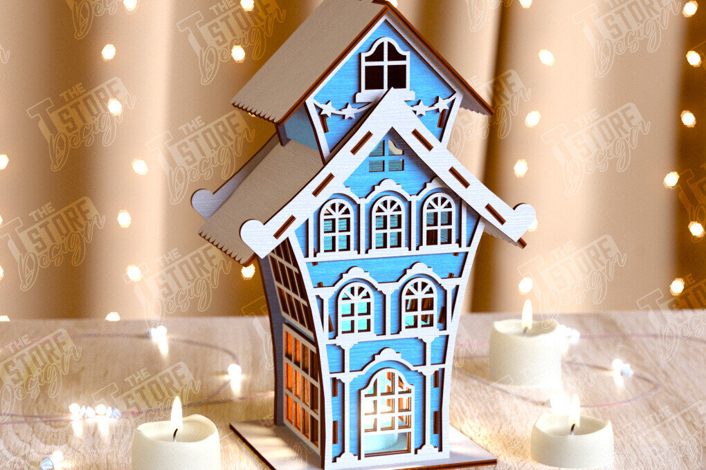 Intra απο ξύλο plywood 3mm-4mm πάχος Χριστουγεννιάτικα Σπίτια | DIY | Πρωτοχρονιά | CNC Δίασταση 15x15 cm INTRAFABR-105746209