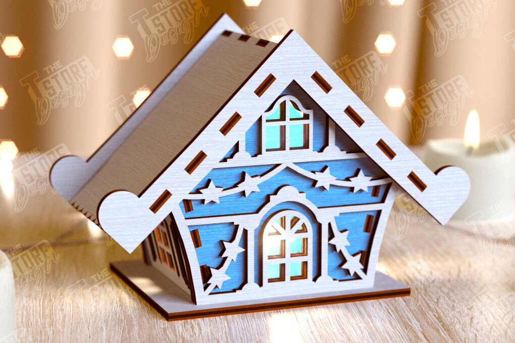 Intra απο ξύλο plywood 3mm-4mm πάχος Χριστουγεννιάτικα Σπίτια | DIY | Πρωτοχρονιά | CNC Δίασταση 15x15 cm INTRAFABR-105746226