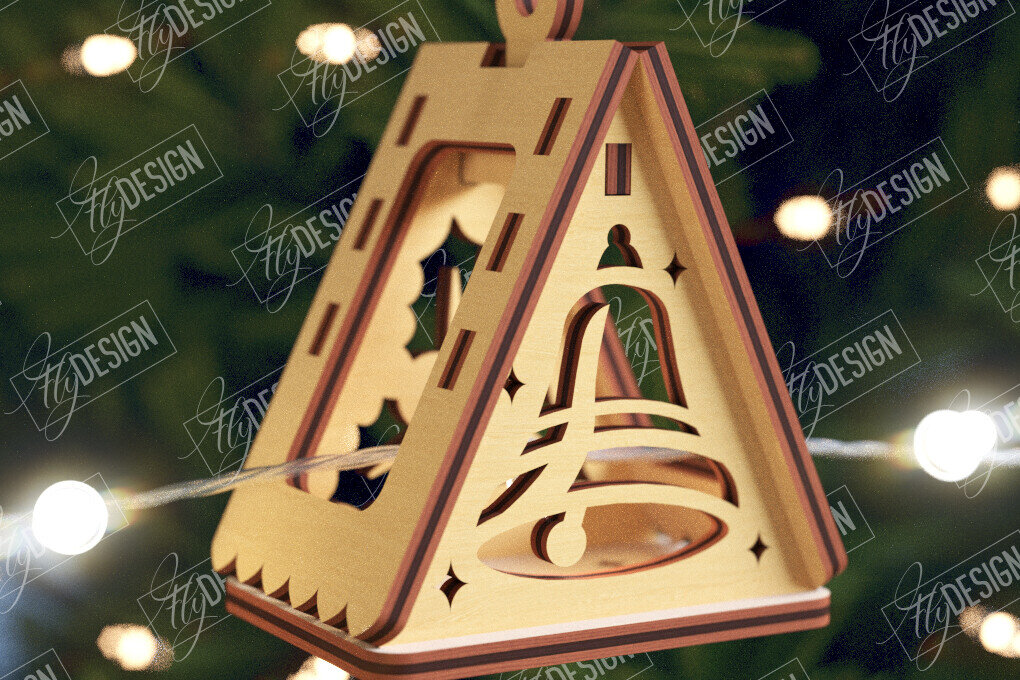 Σετ των 2 Intra απο ξύλο plywood 3mm-4mm πάχος Χριστουγεννιάτικα Σπίτια Γιρλάντα | Σπίτι Άγιου Βασίλη Δίασταση 15x15 cm INTRAFABR-106663653