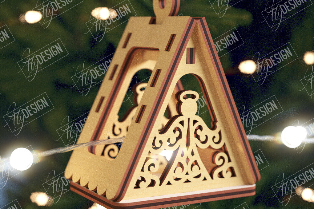 Σετ των 3 Intra απο ξύλο plywood 3mm-4mm πάχος Χριστουγεννιάτικα Σπίτια Γιρλάντα | Σπίτι Άγιου Βασίλη Δίασταση 15x15 cm INTRAFABR-106663659