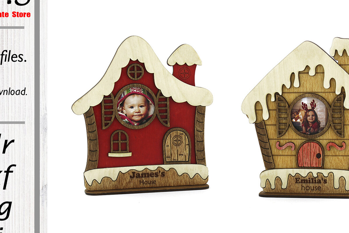 Intra απο ξύλο plywood 3mm-4mm πάχος Χριστουγεννιάτικα σπίτια. Κορνίζες φωτογραφιών. Δίασταση 20x30 cm INTRAFABR-81813080