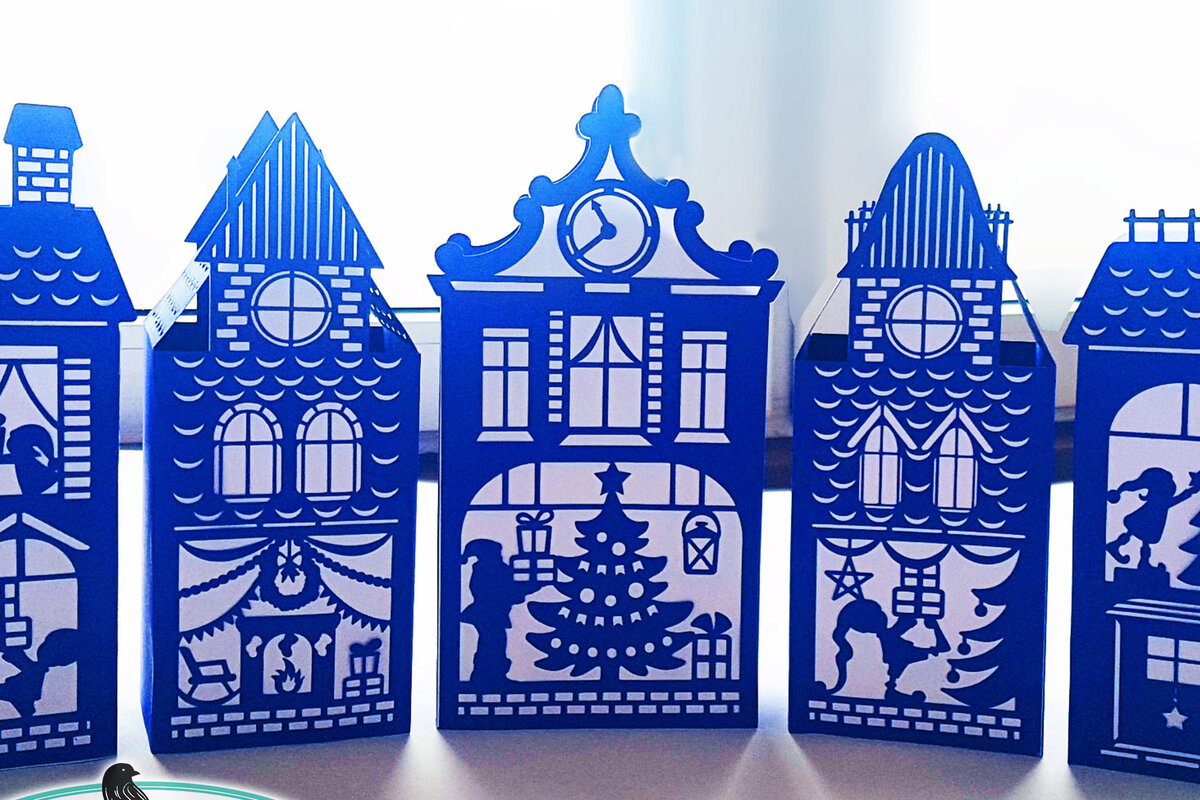 Σετ των 3 Intra απο ξύλο plywood 3mm-4mm πάχος Christmas Houses Village Δίασταση 9x9 cm INTRAFABR-47967211