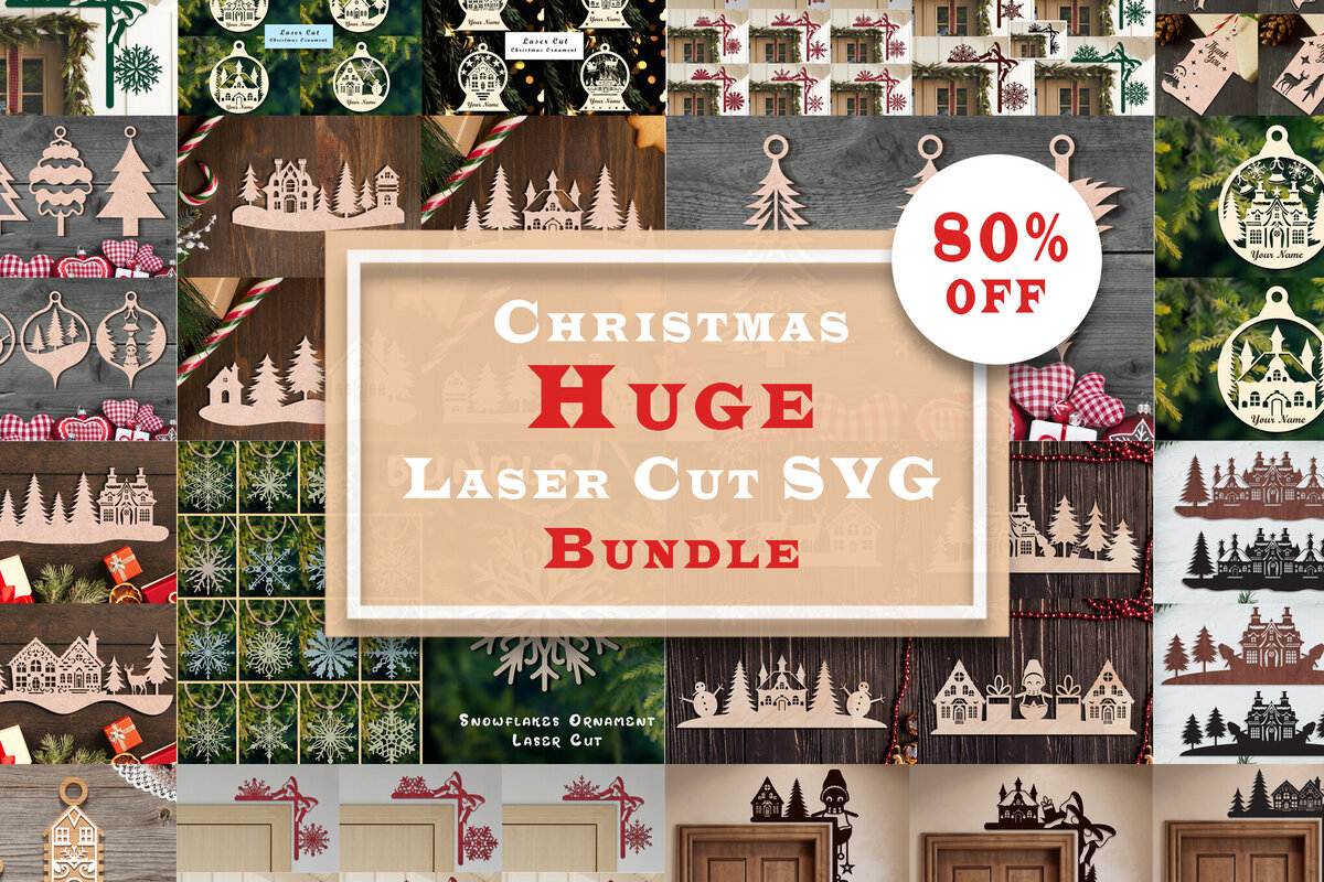 Σετ των 3 Intra απο ξύλο plywood 3mm-4mm πάχος Χριστουγεννιάτικη τεράστια δέσμη Cut  Δίασταση 8x8 cm INTRAFABR-105914465