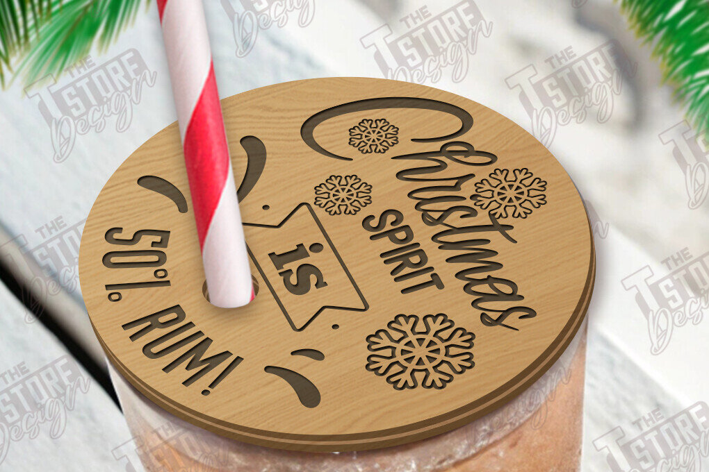 Σετ των 2 Intra απο ξύλο plywood 3mm-4mm πάχος Χριστούγεννα τον Ιούλιο Drink L Δίασταση 15x15 cm INTRAFABR-122614165