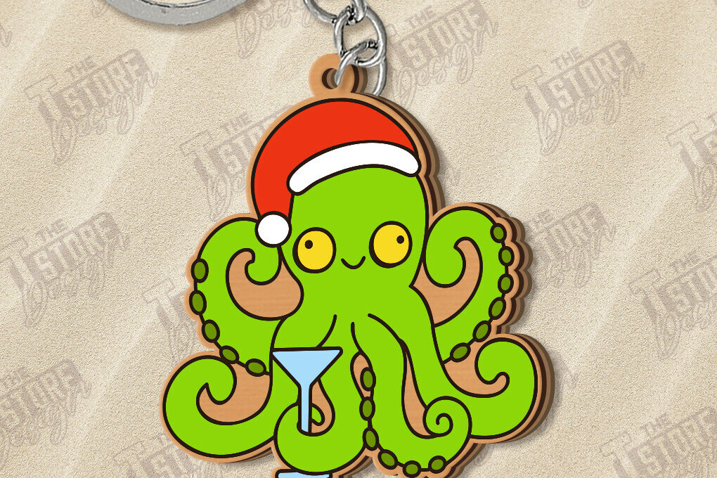 Σετ των 3 Intra απο ξύλο plywood 3mm-4mm πάχος με μπρελόκ Χριστούγεννα τον Ιούλιο Δίασταση 6x6 cm INTRAFABR-122601530