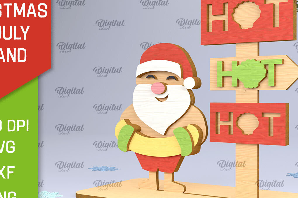 Σετ των 2 Intra απο ξύλο plywood 3mm-4mm πάχος Χριστούγεννα τον Ιούλιο Stand Decor  Δίασταση 15x15 cm INTRAFABR-98976341