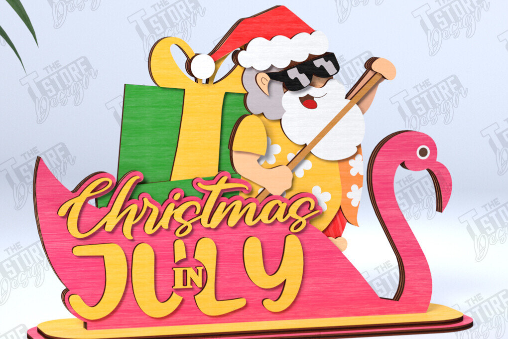 Σετ των 2 Intra απο ξύλο plywood 3mm-4mm πάχος Χριστούγεννα τον Ιούλιο Stand |Καλοκαίρι Δίασταση 15x15 cm INTRAFABR-122091457