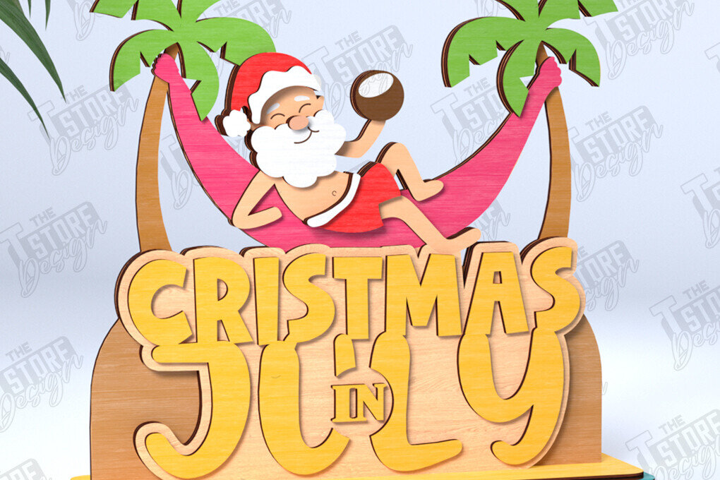 Σετ των 2 Intra απο ξύλο plywood 3mm-4mm πάχος Χριστούγεννα τον Ιούλιο Stand |Καλοκαίρι Δίασταση 15x15 cm INTRAFABR-122091466