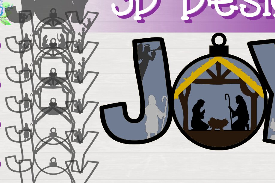 Σετ των 3 Intra απο ξύλο plywood 3mm-4mm πάχος Christmas Joy Nativity 3D Layered Δίασταση 8x8 cm INTRAFABR-19617037