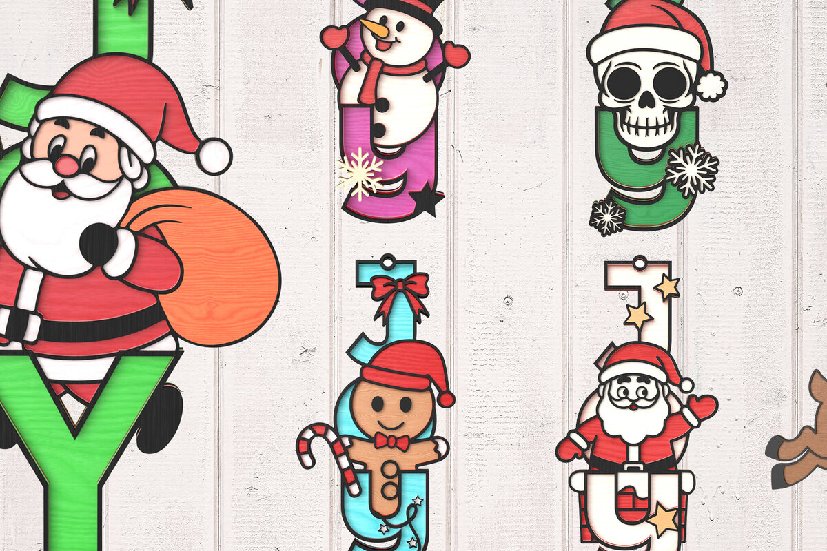 Σετ των 3 Intra απο ξύλο plywood 3mm-4mm πάχος Χριστουγεννιάτικο στολίδι JOY Δέσμη κοπής με λέιζερ Δίασταση 8x8 cm INTRAFABR-106652442