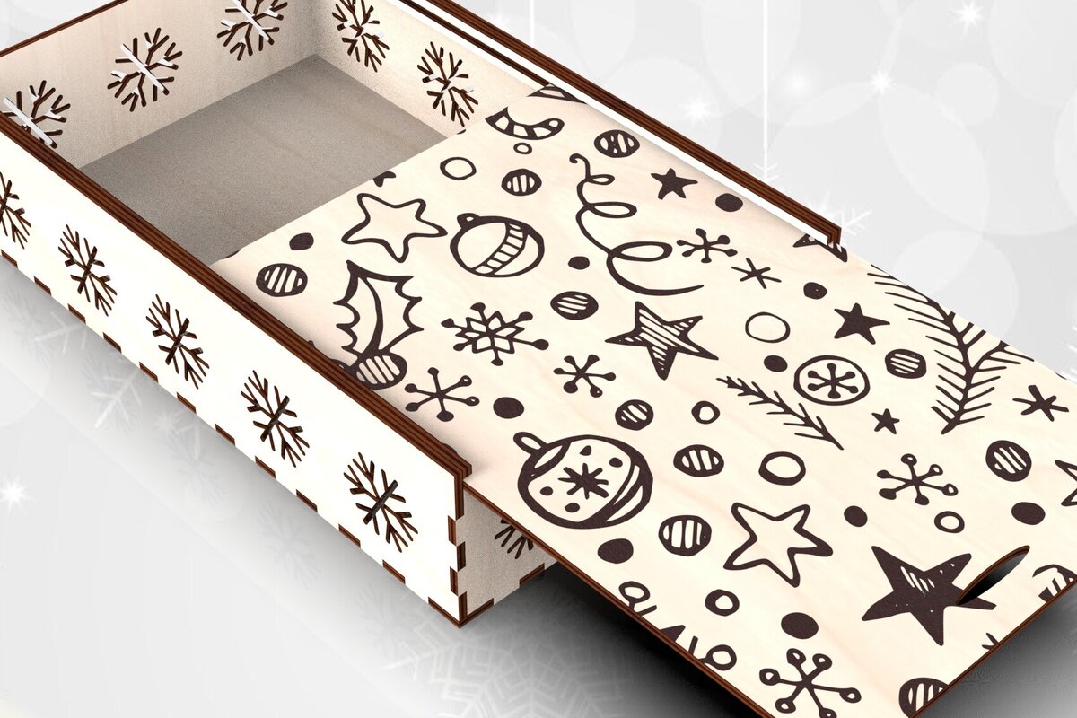 Σετ των 3 Intra απο ξύλο plywood 3mm-4mm πάχος Χριστουγεννιάτικο αναμνηστικό συρόμενο κουτί Δίασταση 3x3 cm INTRAFABR-109675518