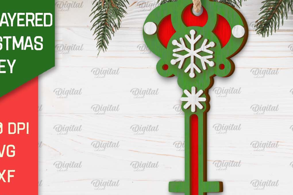 Σετ των 3 Intra απο ξύλο plywood 3mm-4mm πάχος Σχέδιο κοπής με λέιζερ Χριστουγεννιάτικο στολίδι με κλειδί Δίασταση 8x8 cm INTRAFABR-103294432