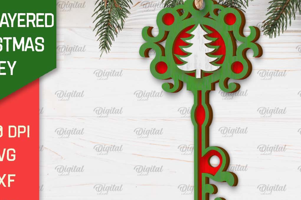 Σετ των 3 Intra απο ξύλο plywood 3mm-4mm πάχος Σχέδιο κοπής με λέιζερ Χριστουγεννιάτικο στολίδι με κλειδί Δίασταση 8x8 cm INTRAFABR-103294454