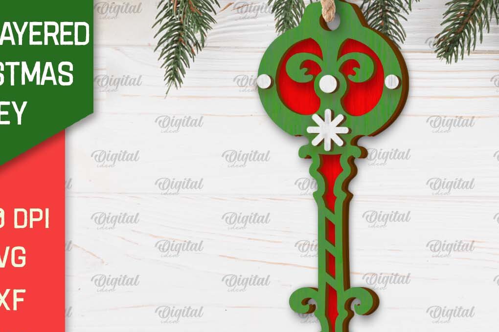 Σετ των 3 Intra απο ξύλο plywood 3mm-4mm πάχος Σχέδιο κοπής με λέιζερ Χριστουγεννιάτικο στολίδι με κλειδί Δίασταση 8x8 cm INTRAFABR-103294565