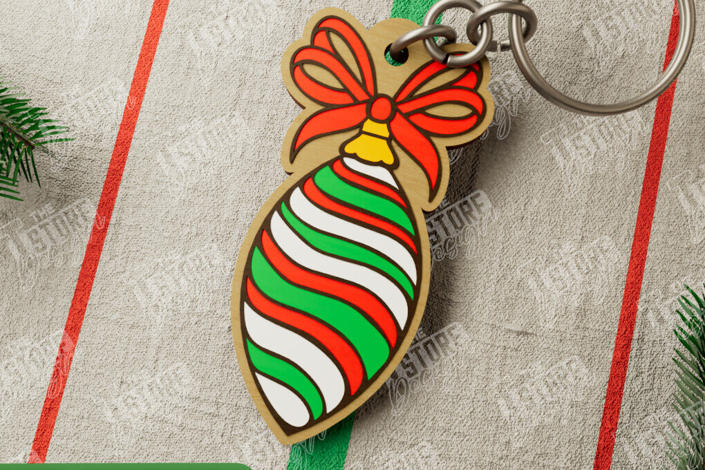 Σετ των 3 Intra απο ξύλο plywood 3mm-4mm πάχος Χριστουγεννιάτικο Μπρελόκ | Παιχνίδι Χριστουγεννιάτικου Δέντρου Δίασταση 6x6 cm INTRAFABR-107020472