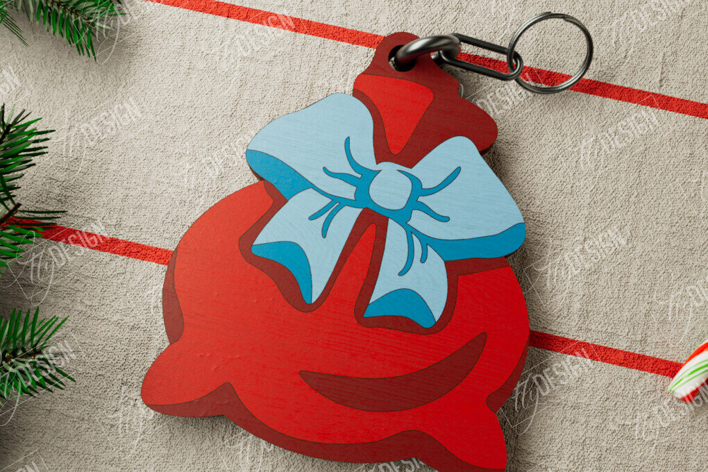 Σετ των 3 Intra απο ξύλο plywood 3mm-4mm πάχος Χριστουγεννιάτικο Μπρελόκ | Ιδέα δώρου | CNC Δίασταση 6x6 cm INTRAFABR-106460512