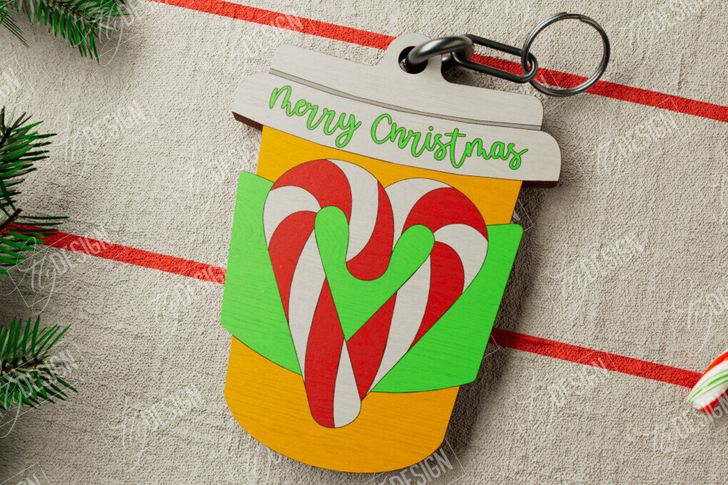 Σετ των 3 Intra απο ξύλο plywood 3mm-4mm πάχος Χριστουγεννιάτικο Μπρελόκ | Ιδέα δώρου | CNC Δίασταση 6x6 cm INTRAFABR-106460519