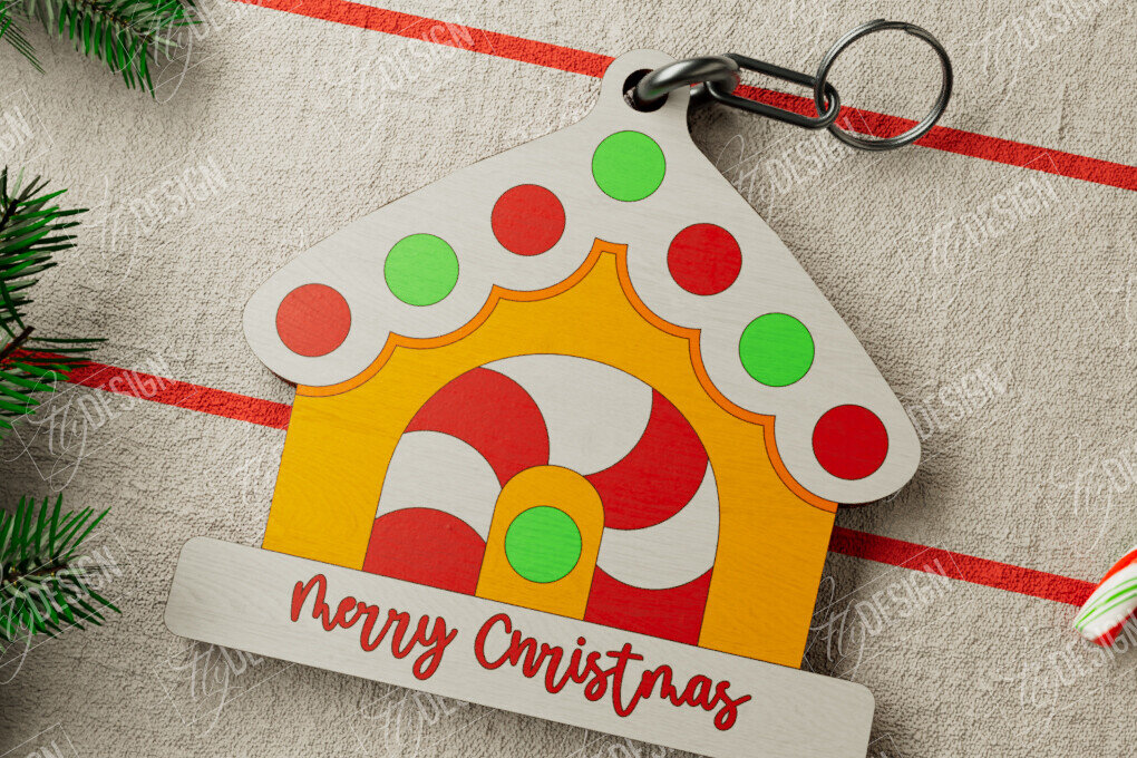 Σετ των 3 Intra απο ξύλο plywood 3mm-4mm πάχος Χριστουγεννιάτικο Μπρελόκ | Ιδέα δώρου | CNC Δίασταση 6x6 cm INTRAFABR-106460526