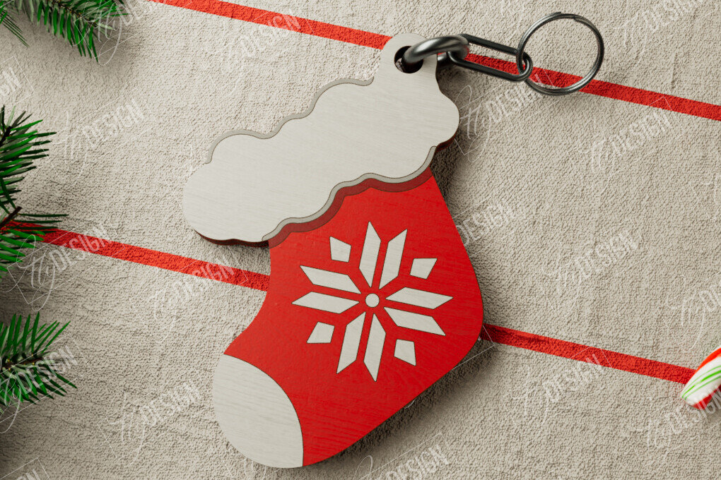 Σετ των 3 Intra απο ξύλο plywood 3mm-4mm πάχος Χριστουγεννιάτικο Μπρελόκ | Ιδέα δώρου | CNC Δίασταση 6x6 cm INTRAFABR-106460531