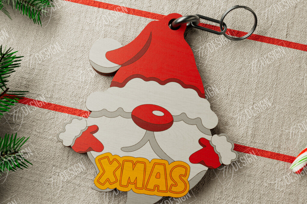 Σετ των 3 Intra απο ξύλο plywood 3mm-4mm πάχος Χριστουγεννιάτικο Μπρελόκ | Ιδέα δώρου | CNC Δίασταση 6x6 cm INTRAFABR-106460500