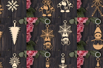 Σετ των 3 Intra απο ξύλο plywood 3mm-4mm πάχος Christmas Keychain Δίασταση 6x6 cm INTRAFABR-85618488