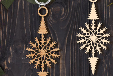 Σετ των 3 Intra απο ξύλο plywood 3mm-4mm πάχος Christmas Keychain Δίασταση 6x6 cm INTRAFABR-85618452