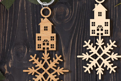 Σετ των 3 Intra απο ξύλο plywood 3mm-4mm πάχος Christmas Keychain Δίασταση 6x6 cm INTRAFABR-85618473