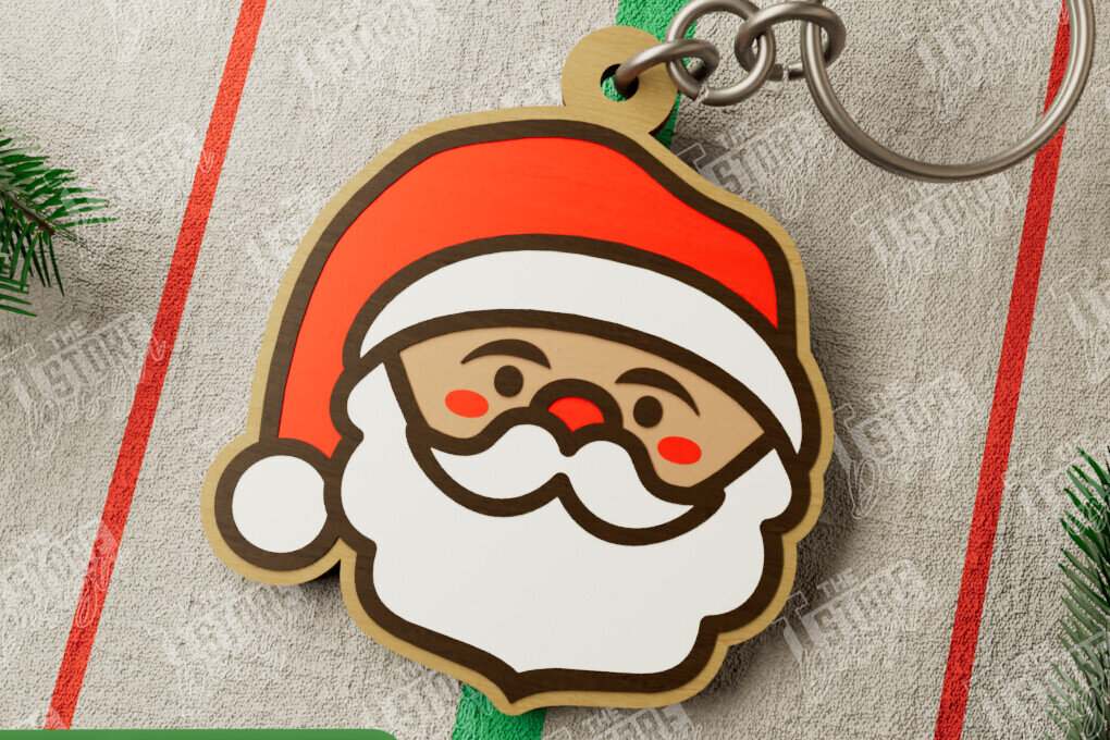 Σετ των 3 Intra απο ξύλο plywood 3mm-4mm πάχος Χριστουγεννιάτικο Μπρελόκ | Άγιος Βασίλης | CNC Δίασταση 6x6 cm INTRAFABR-107020269