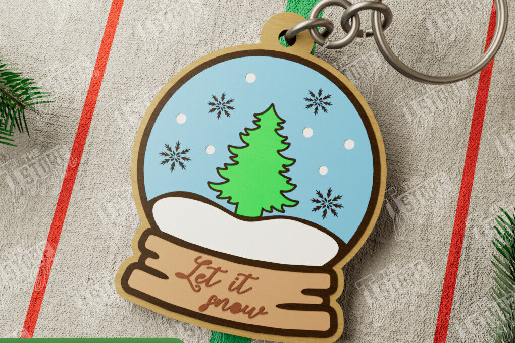 Σετ των 3 Intra απο ξύλο plywood 3mm-4mm πάχος Χριστουγεννιάτικο Μπρελόκ | Snow Globe | CNC Δίασταση 6x6 cm INTRAFABR-107020502