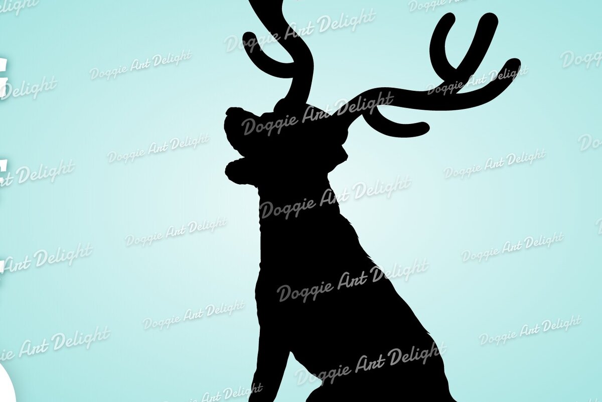 Σετ των 2 Intra απο ξύλο plywood 3mm-4mm πάχος Χριστουγεννιάτικα κέρατα ταράνδων σκυλιών Λαμπραντόρ Δίασταση 15x15 cm INTRAFABR-82918817