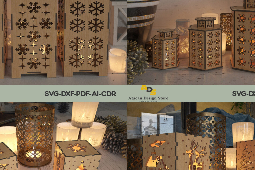 Intra απο ξύλο plywood 3mm-4mm πάχος Χριστουγεννιάτικα φωτιστικά / Noel Box Tealights 288 Δίασταση 30x20 cm INTRAFABR-56303465