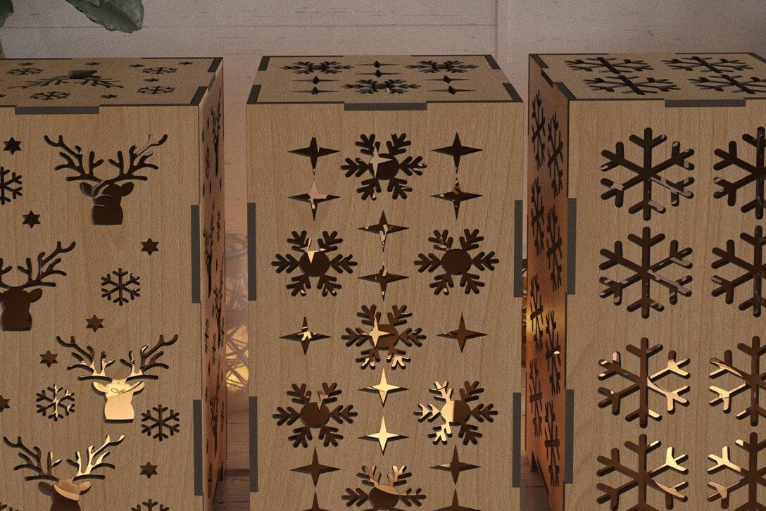 Intra απο ξύλο plywood 3mm-4mm πάχος Χριστουγεννιάτικα αμπαζούρ /  Light Box Δίασταση 30x20 cm INTRAFABR-43065966