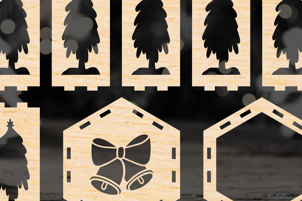 Σετ των 2 Intra απο ξύλο plywood 3mm-4mm πάχος Χριστουγεννιάτικο Φανάρι 3D Δίασταση 15x15 cm INTRAFABR-51572662