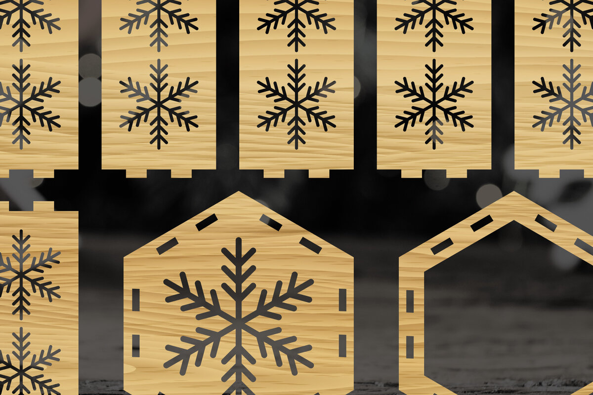 Σετ των 2 Intra απο ξύλο plywood 3mm-4mm πάχος Cut  Christmas Lantern Δίασταση 15x15 cm INTRAFABR-50285198