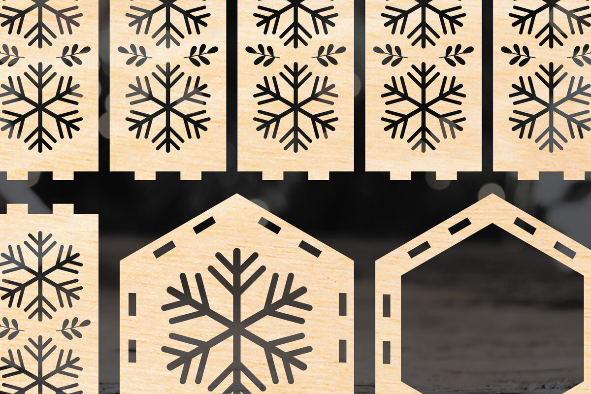 Σετ των 2 Intra απο ξύλο plywood 3mm-4mm πάχος Χριστουγεννιάτικο φανάρι Δίασταση 15x15 cm INTRAFABR-49751190