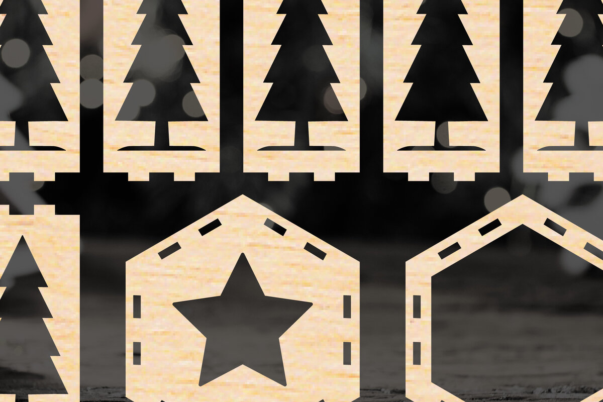 Σετ των 2 Intra απο ξύλο plywood 3mm-4mm πάχος Χριστουγεννιάτικου Φαναριού Δίασταση 15x15 cm INTRAFABR-50468860