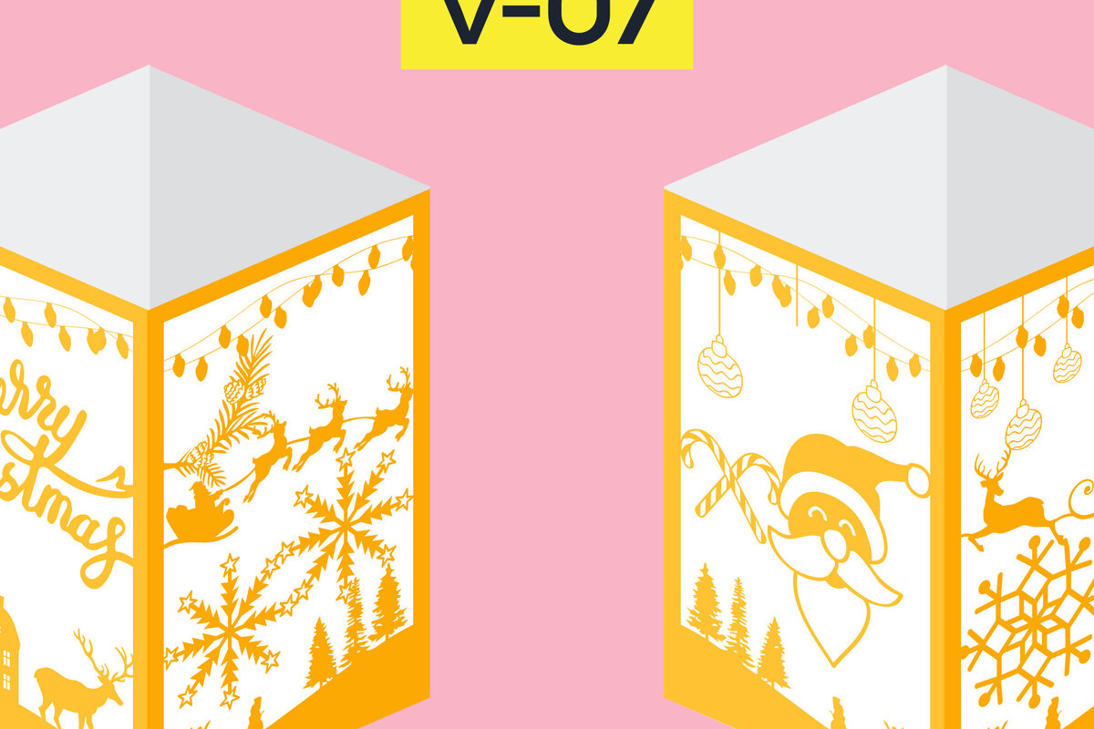 Σετ των 2 Intra απο ξύλο plywood 3mm-4mm πάχος αποκοπής προτύπου φαναριού Χριστουγέννων Δίασταση 15x15 cm INTRAFABR-19178693