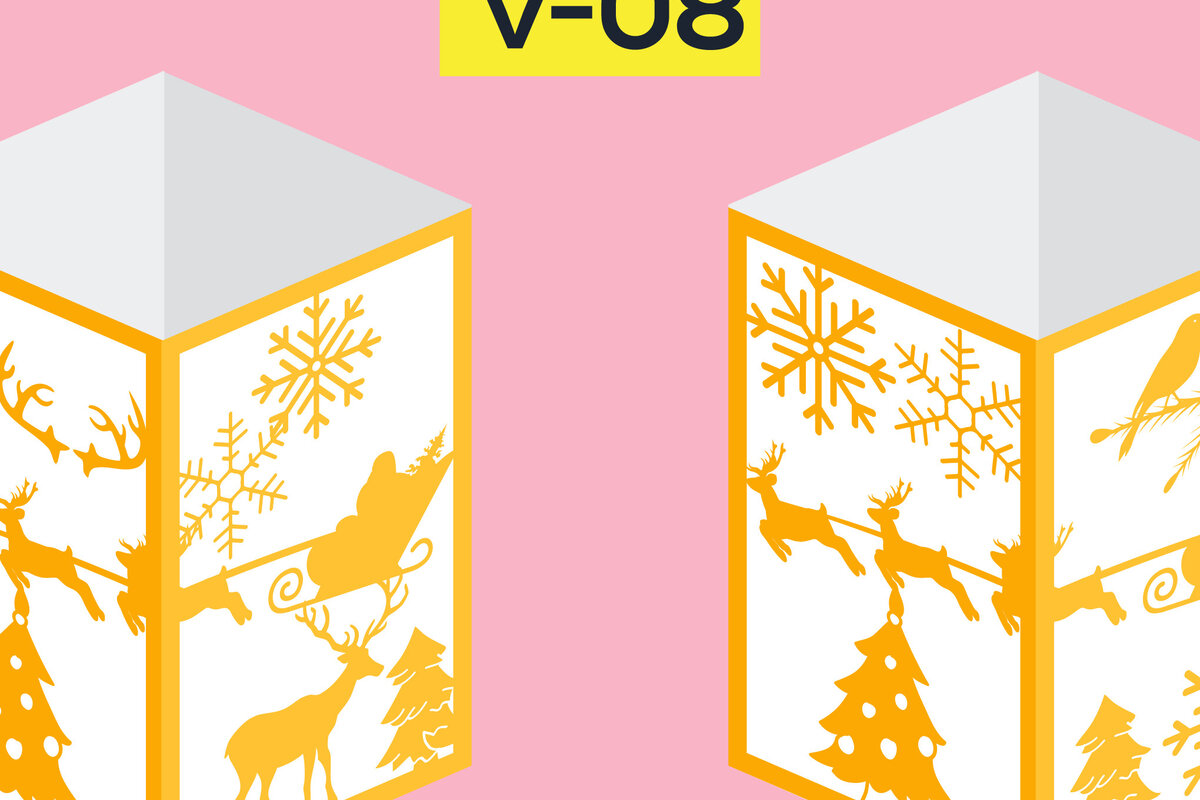 Σετ των 2 Intra απο ξύλο plywood 3mm-4mm πάχος αποκοπής προτύπου χριστουγεννιάτικου φαναριού Δίασταση 15x15 cm INTRAFABR-19207945