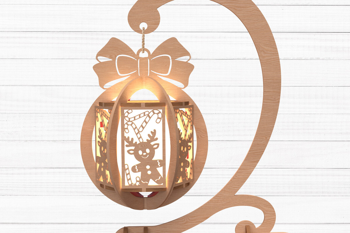 Intra απο ξύλο plywood 3mm-4mm πάχος Χριστουγεννιάτικο Φανάρι με Φιόγκο Stand Δίασταση 30x20 cm INTRAFABR-109860280