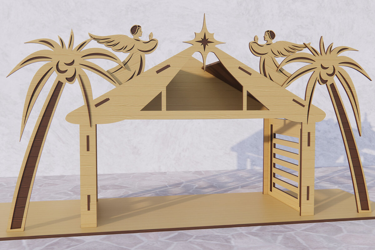 Σετ των 2 Intra απο ξύλο plywood 3mm-4mm πάχος Χριστουγεννιάτικη Δίασταση 15x15 cm INTRAFABR-80307611